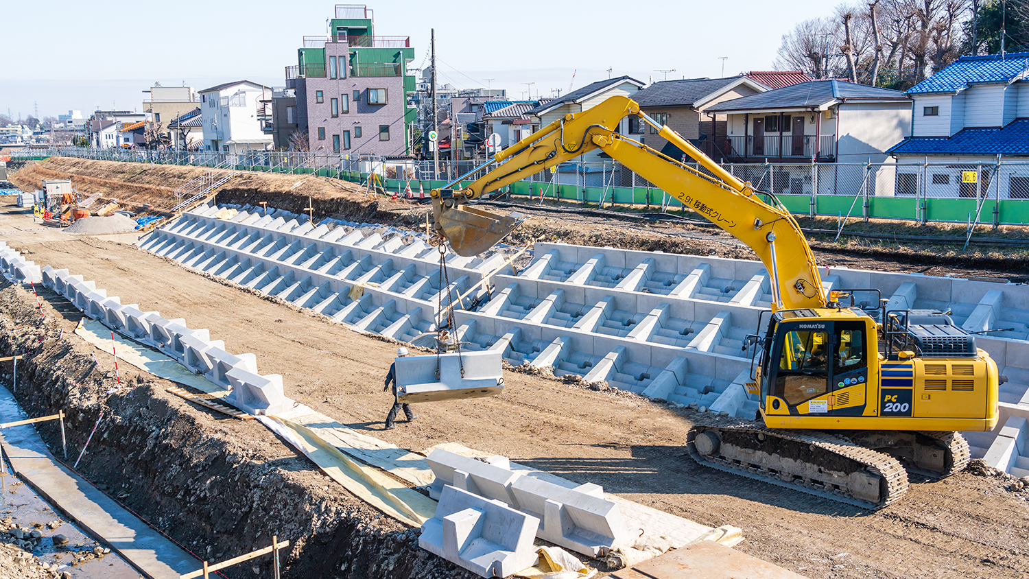 環境に優しい施工で水辺の未来を支える。